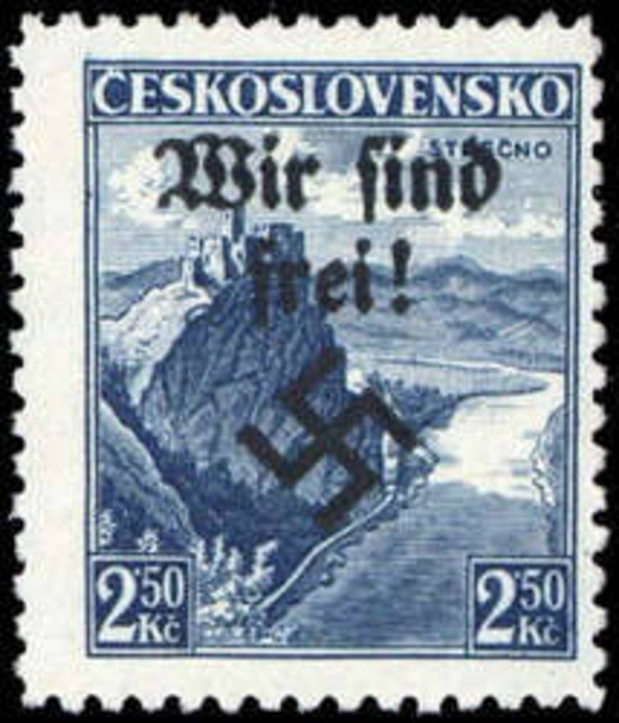Tschechische Briefmarke mit Aufdruck 