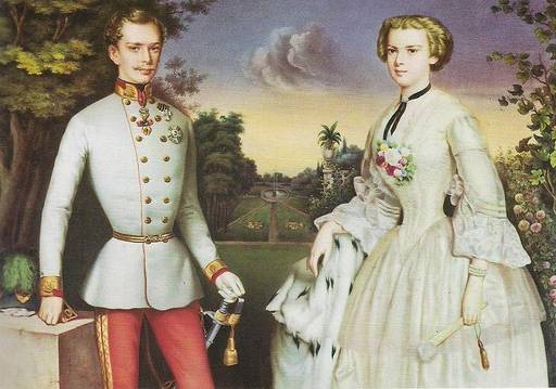 Miniatura di porcellana di manifattura viennese, raffigurante Francesco Giuseppe e Elisabetta all'epoca del loro fidanzamento.